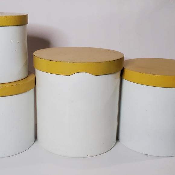 🚀 Vintage Mod Nesting Kitchen Canister Storage Set Graphic Apple Graphic Kitsch - Picture 3 of 4